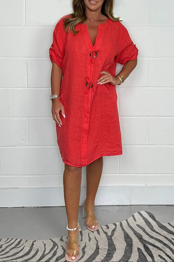 2024 New plus size button-up tunic dress