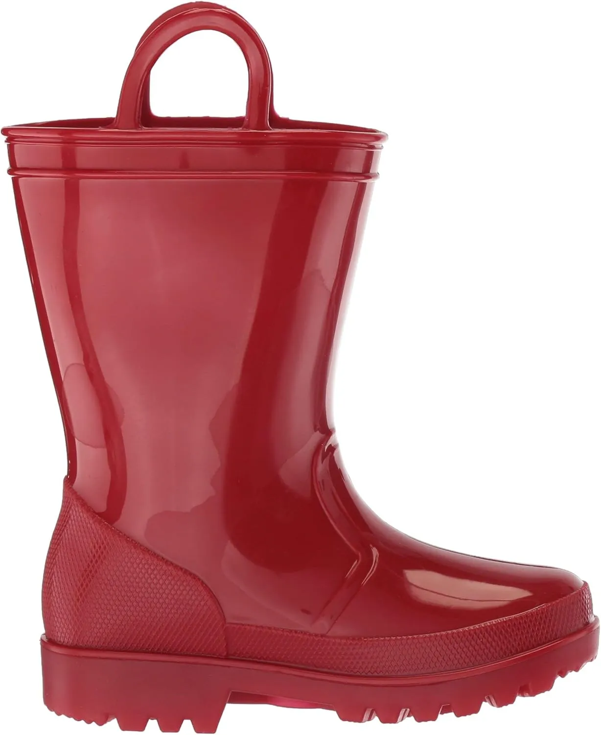 Ad Tec 8 Inch Toddlers Girls Easy On/Off Rain Boots - Red Synthetic Waterproof PVC Lightweight and Flexible Boot, Slip-Resistant Outsole for Traction on Slick Surfaces