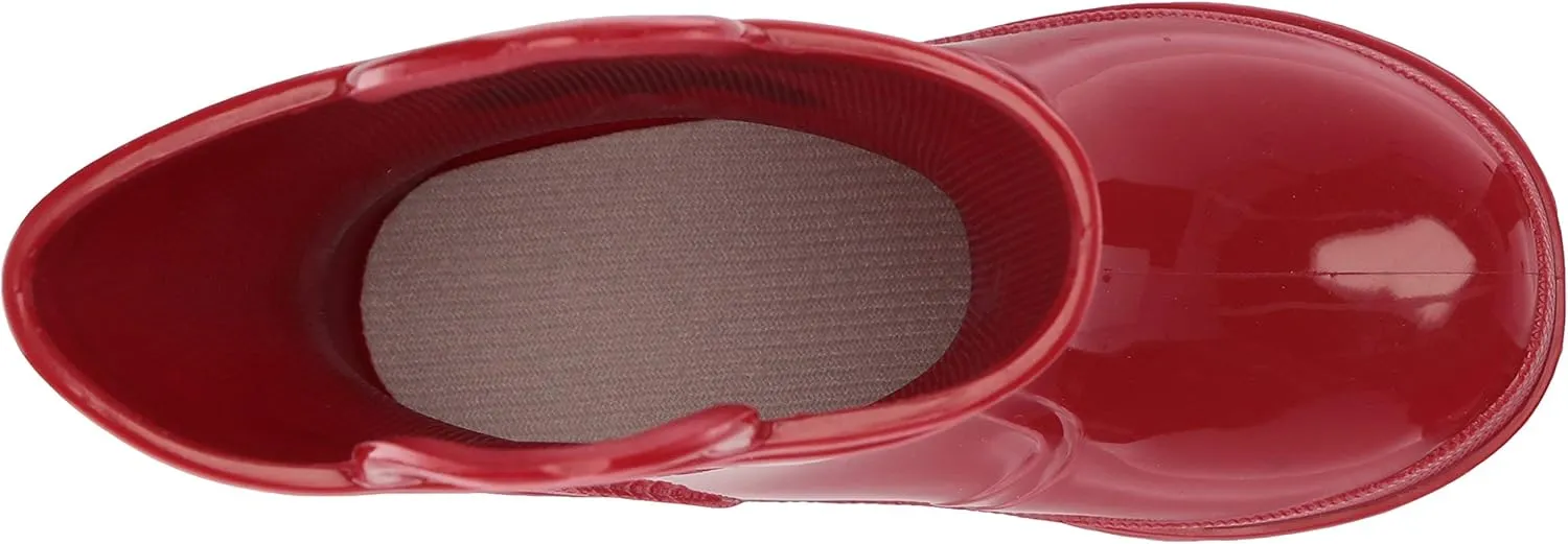 Ad Tec 8 Inch Toddlers Girls Easy On/Off Rain Boots - Red Synthetic Waterproof PVC Lightweight and Flexible Boot, Slip-Resistant Outsole for Traction on Slick Surfaces
