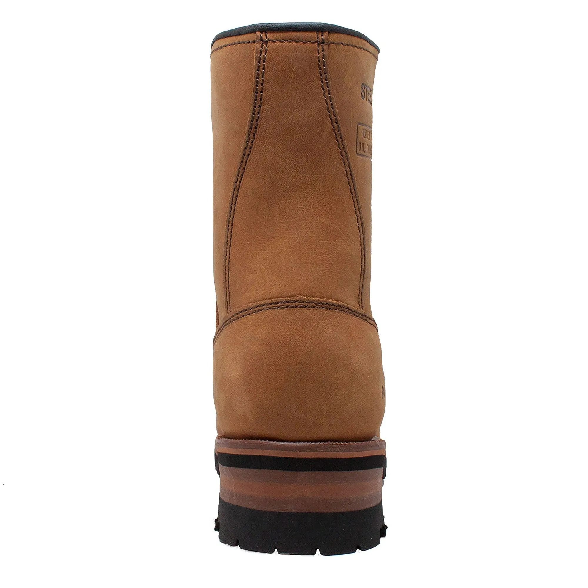 AdTec Men's 9" Waterproof Steel Toe Logger Brown