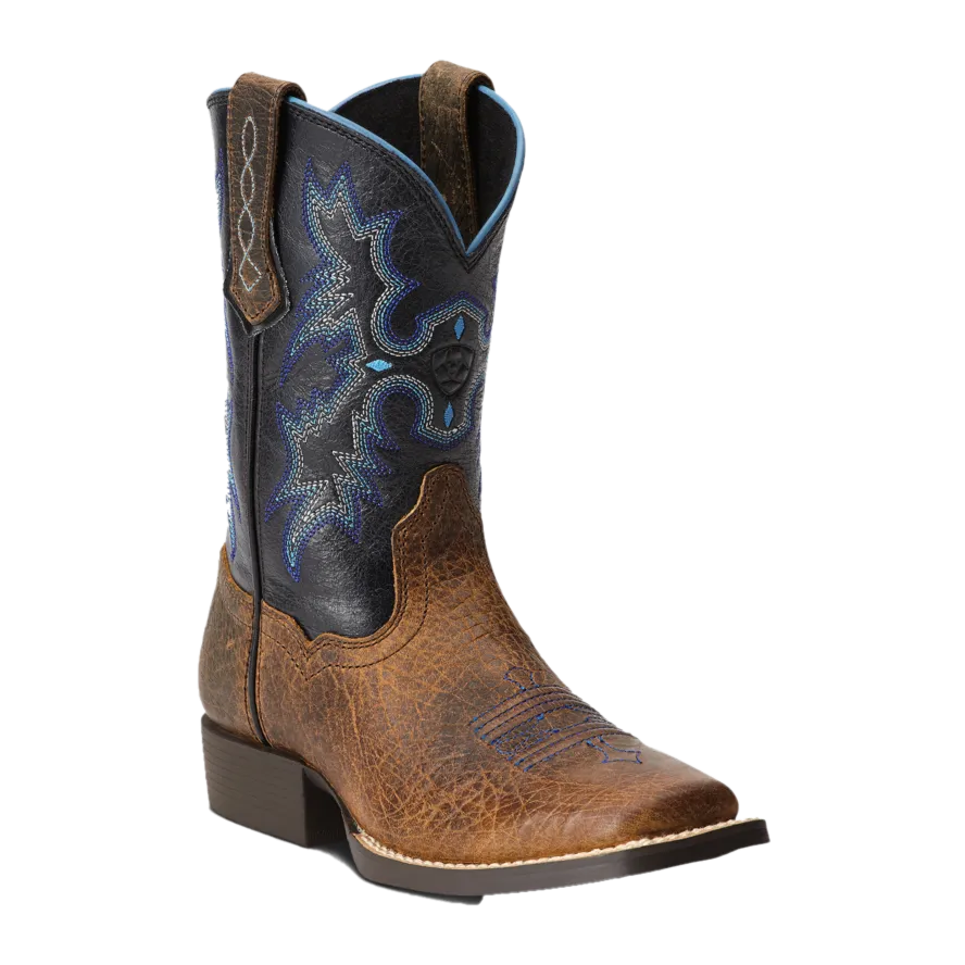 Ariat Children's Tombstone Earth Brown w/Black Top Square Toe Boots 10012794