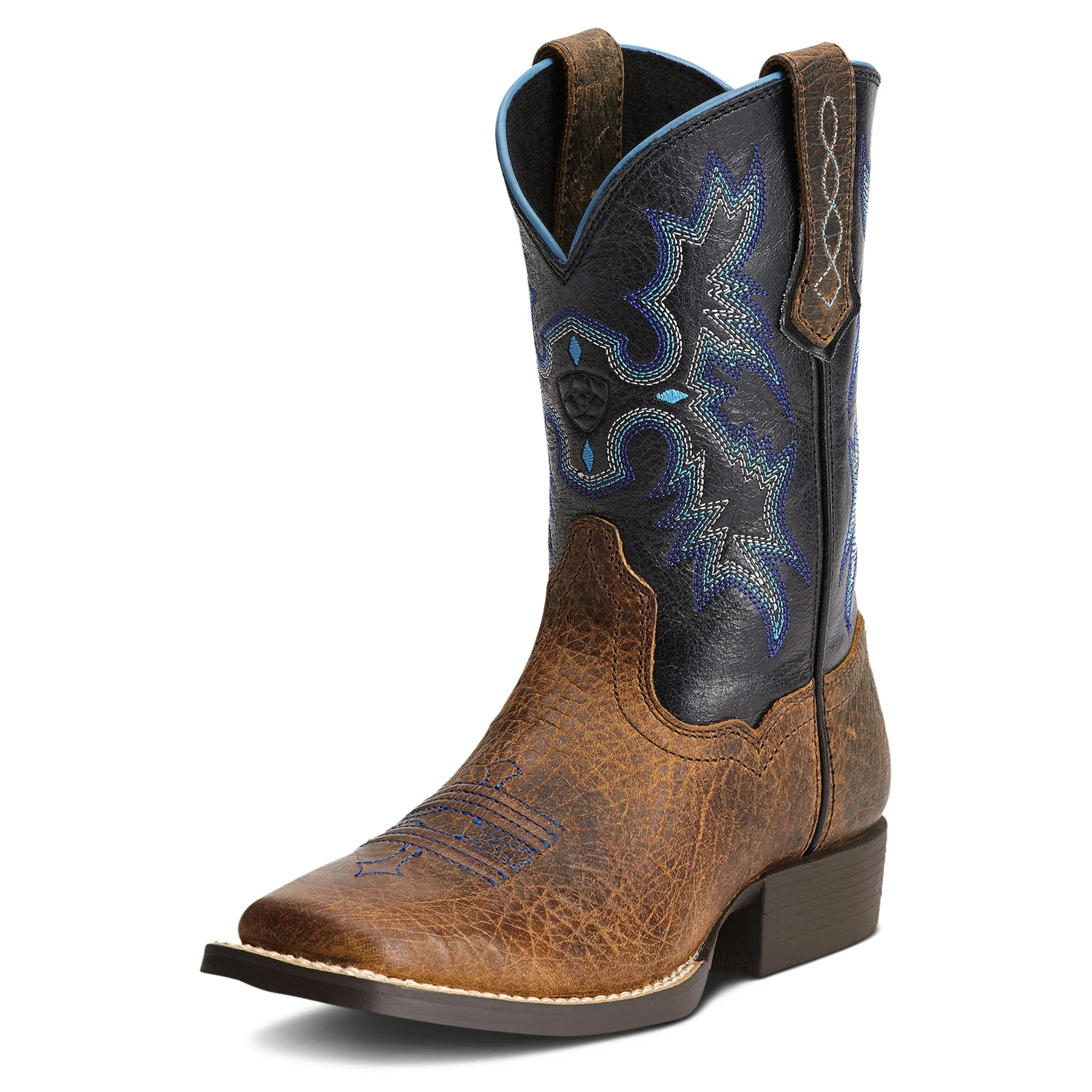 Ariat Children's Tombstone Earth Brown w/Black Top Square Toe Boots 10012794