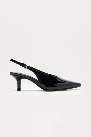 Azuka Slingback Mid Heels Pumps - Black