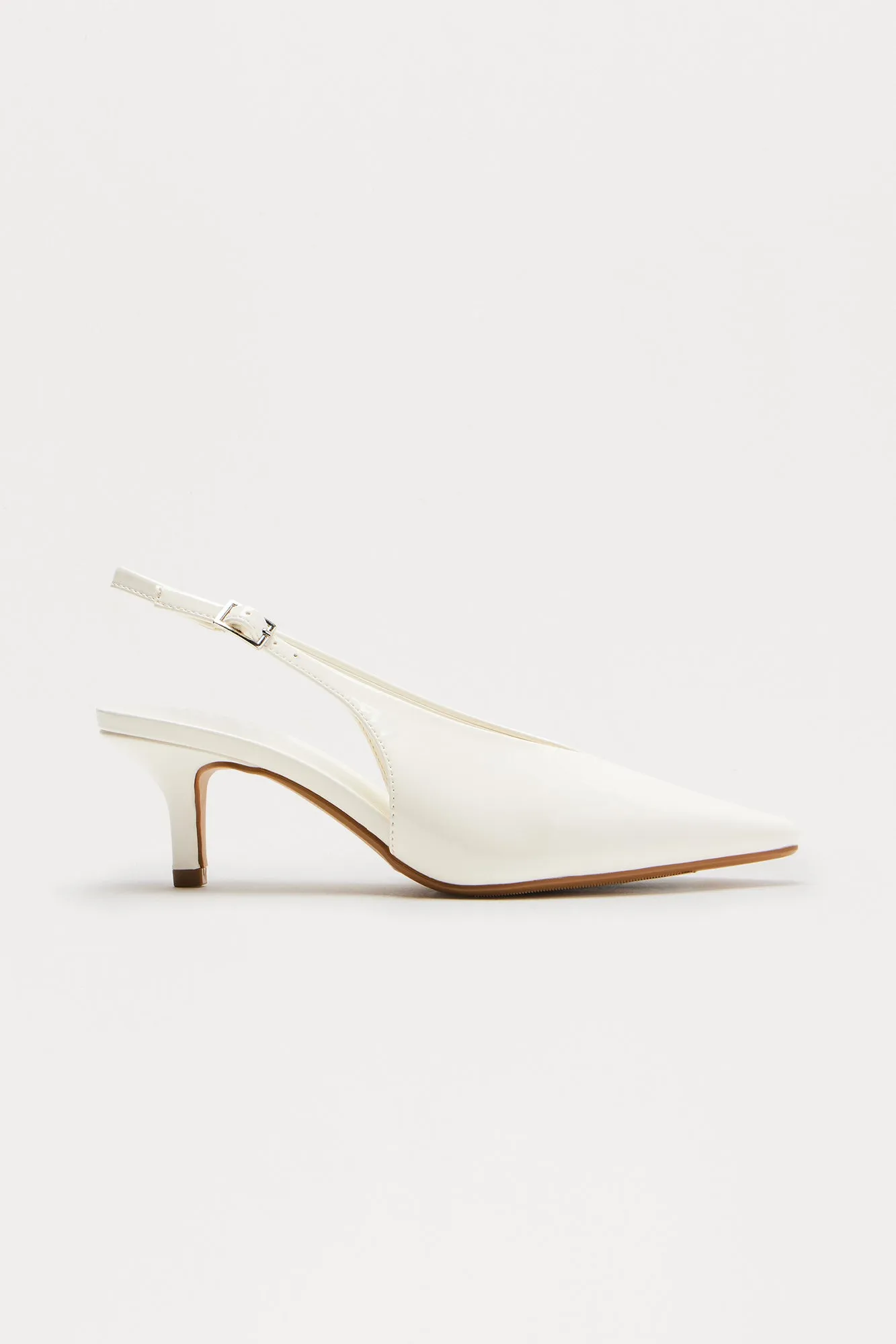 Azuka Slingback Mid Heels Pumps - Ivory