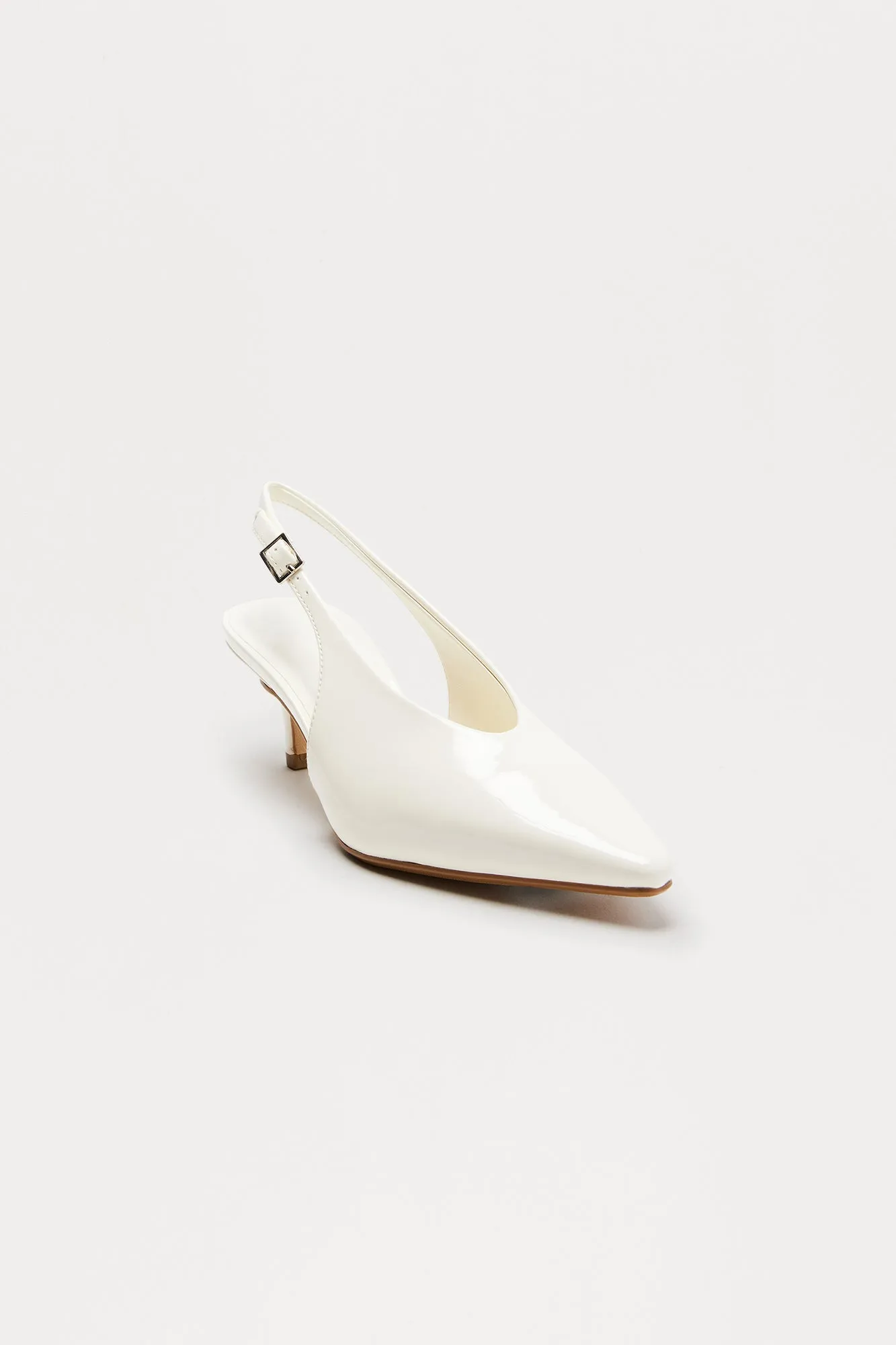 Azuka Slingback Mid Heels Pumps - Ivory