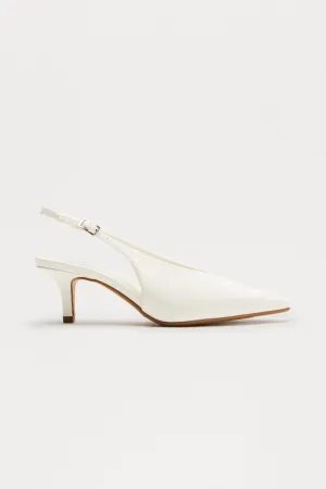 Azuka Slingback Mid Heels Pumps - Ivory