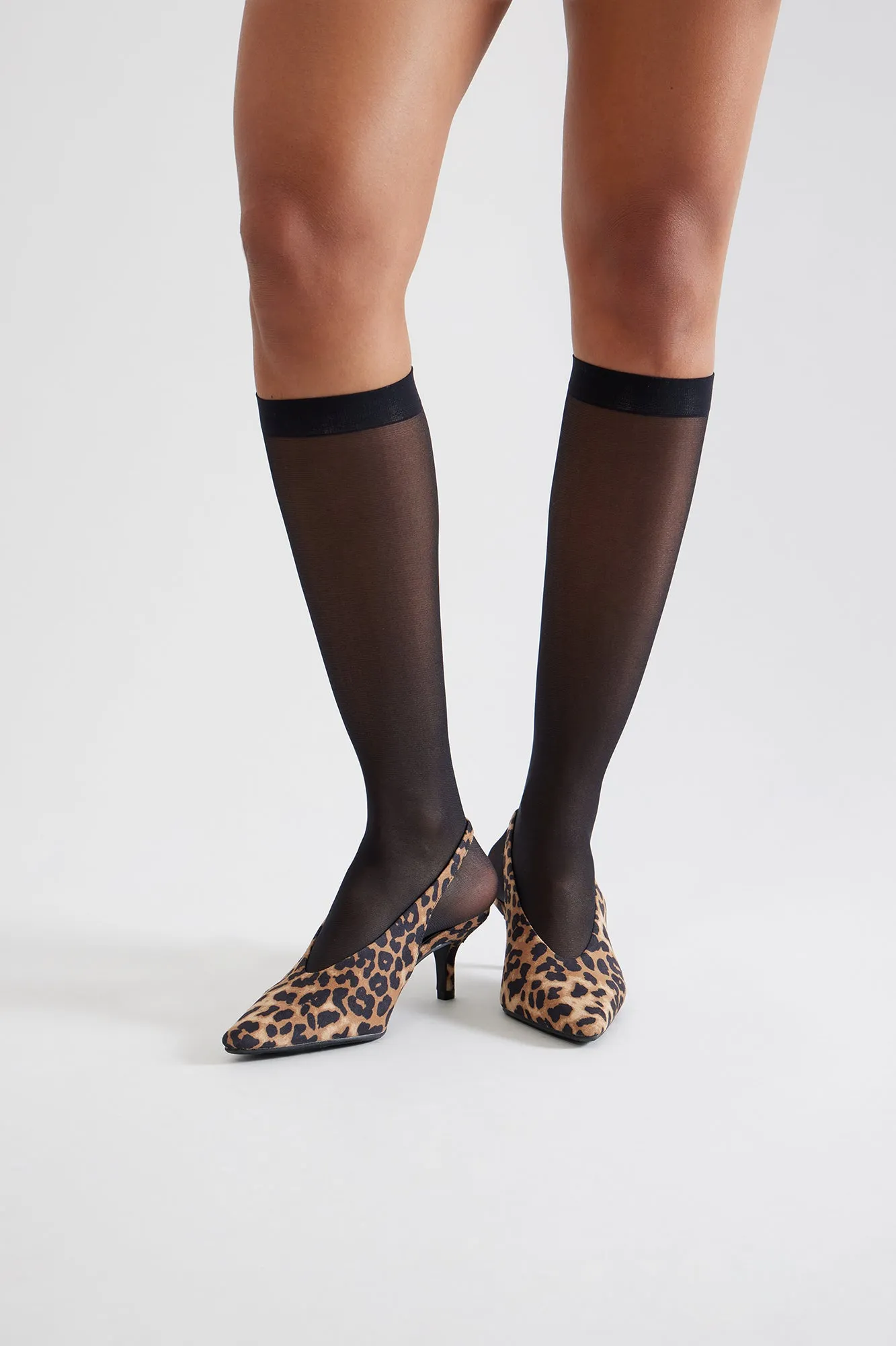 Azuka Slingback Mid Heels Pumps - Leopard