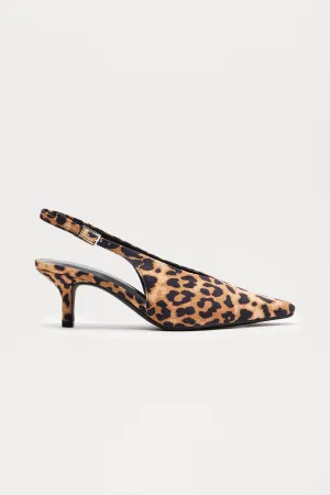 Azuka Slingback Mid Heels Pumps - Leopard