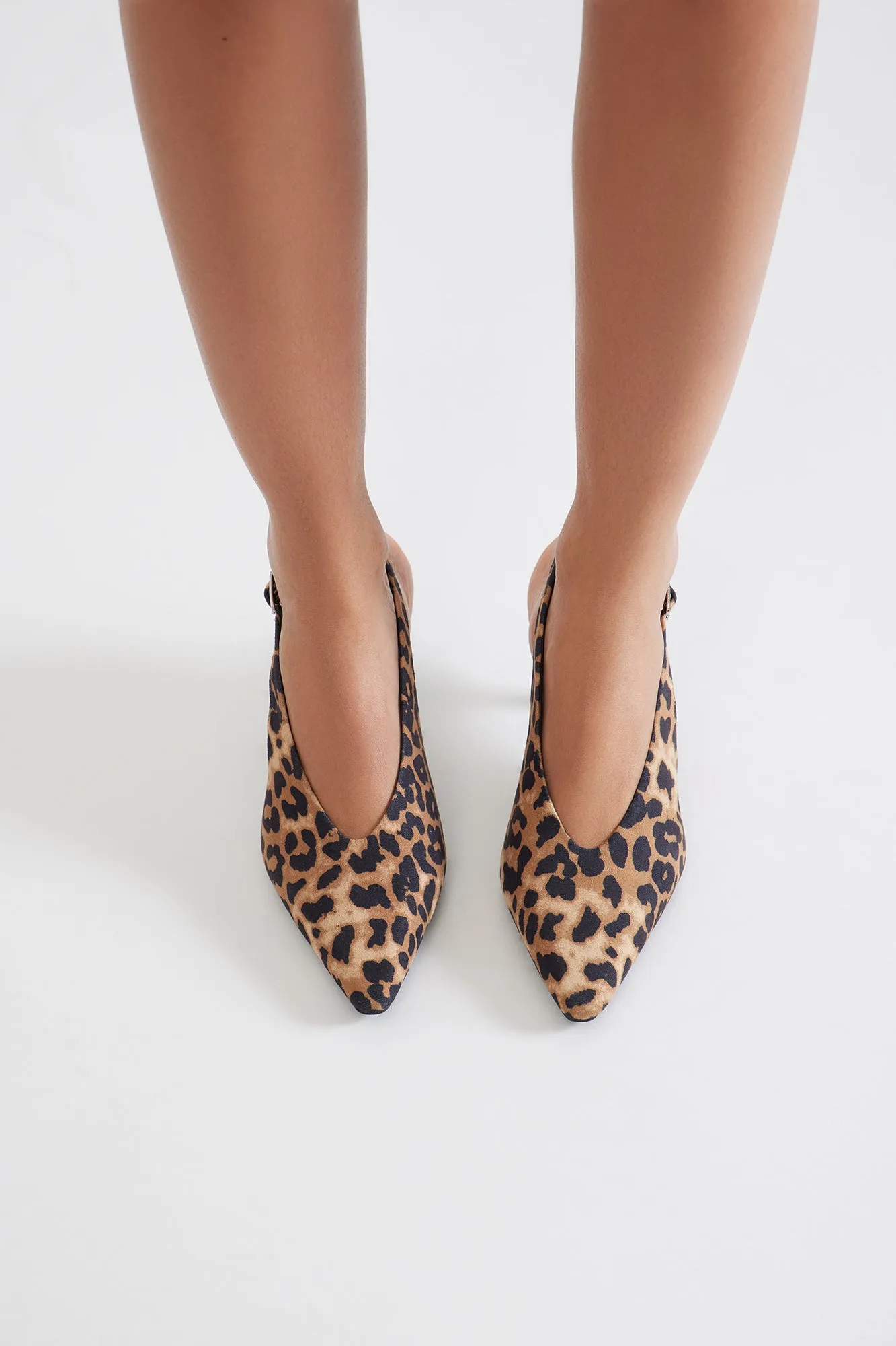 Azuka Slingback Mid Heels Pumps - Leopard