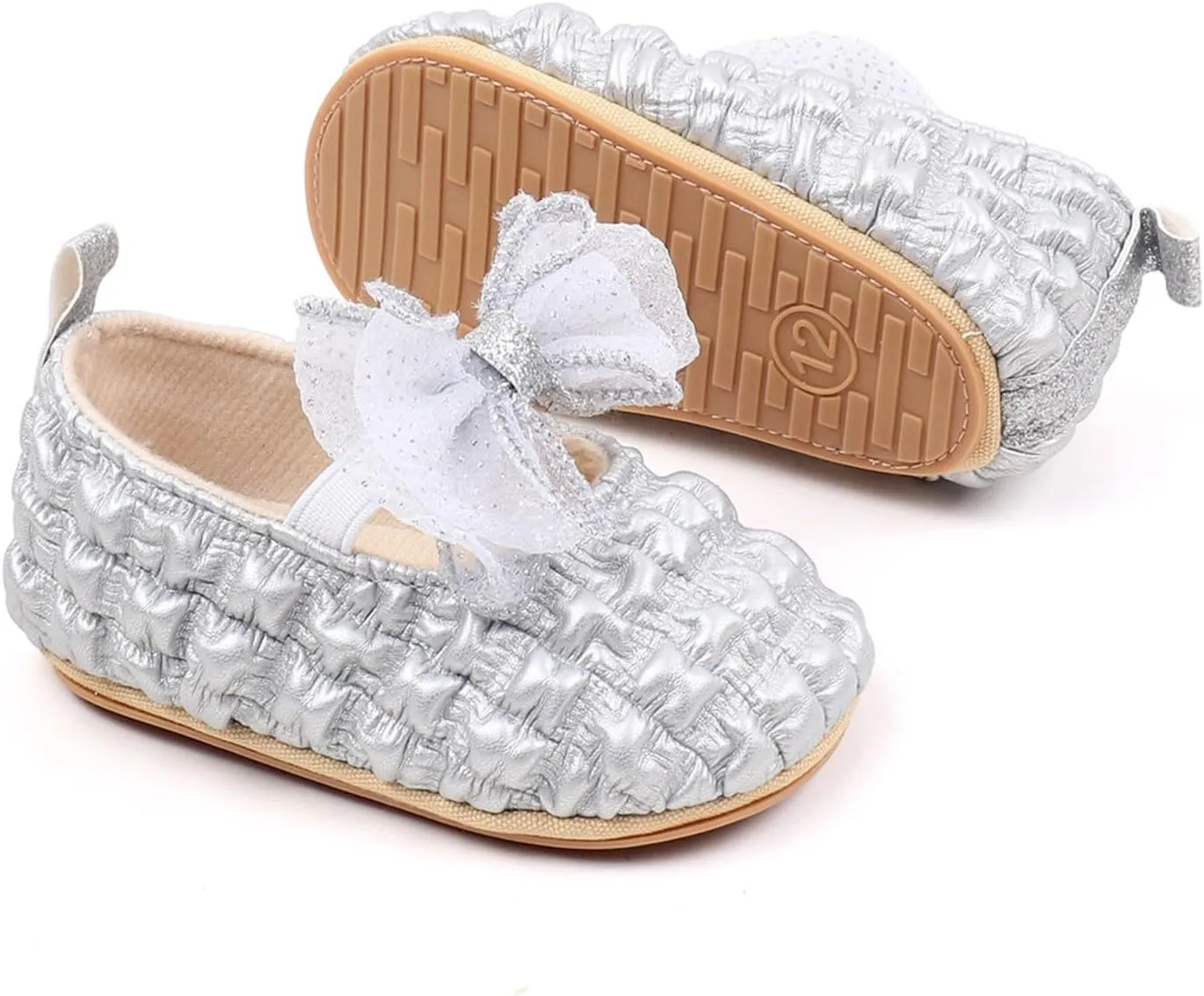 Baby Girls Mary Jane Dress Shoes with Bowknot Newborn Infant Cute Wedding Formal Shoes First Walkers for Toddler