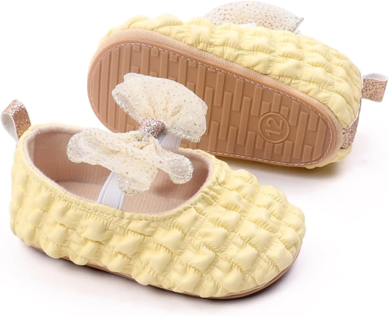 Baby Girls Mary Jane Dress Shoes with Bowknot Newborn Infant Cute Wedding Formal Shoes First Walkers for Toddler