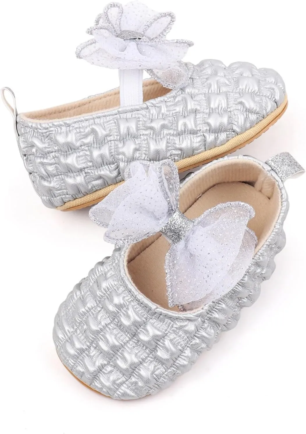 Baby Girls Mary Jane Dress Shoes with Bowknot Newborn Infant Cute Wedding Formal Shoes First Walkers for Toddler