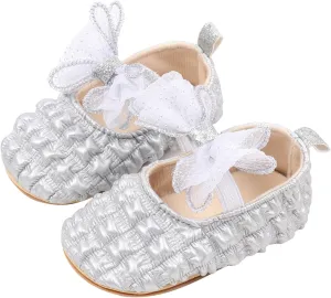 Baby Girls Mary Jane Dress Shoes with Bowknot Newborn Infant Cute Wedding Formal Shoes First Walkers for Toddler