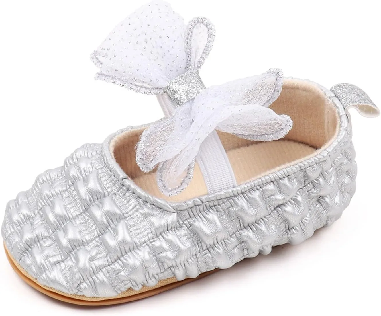 Baby Girls Mary Jane Dress Shoes with Bowknot Newborn Infant Cute Wedding Formal Shoes First Walkers for Toddler