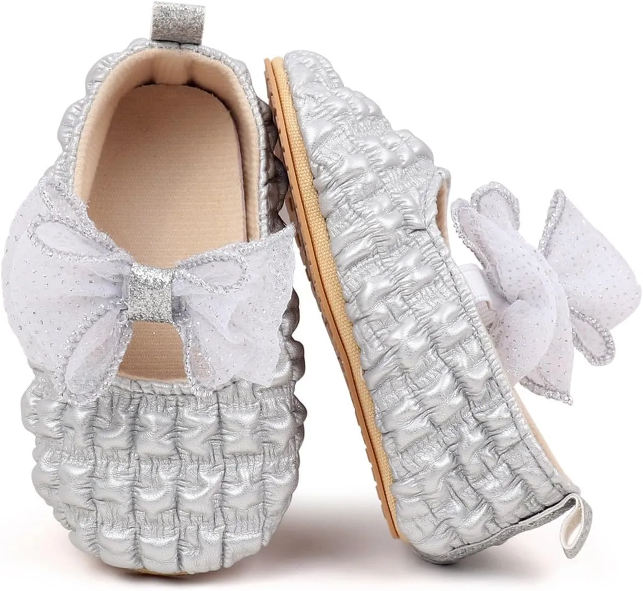 Baby Girls Mary Jane Dress Shoes with Bowknot Newborn Infant Cute Wedding Formal Shoes First Walkers for Toddler