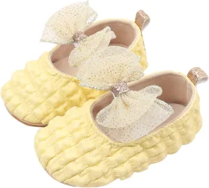 Baby Girls Mary Jane Dress Shoes with Bowknot Newborn Infant Cute Wedding Formal Shoes First Walkers for Toddler