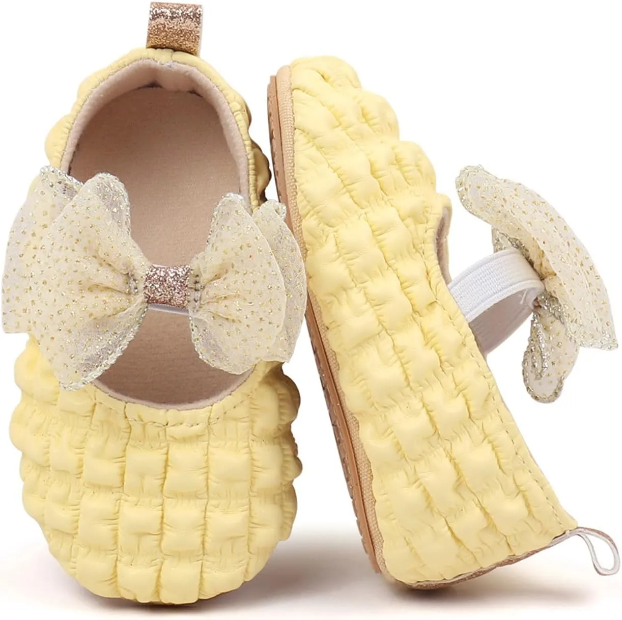 Baby Girls Mary Jane Dress Shoes with Bowknot Newborn Infant Cute Wedding Formal Shoes First Walkers for Toddler