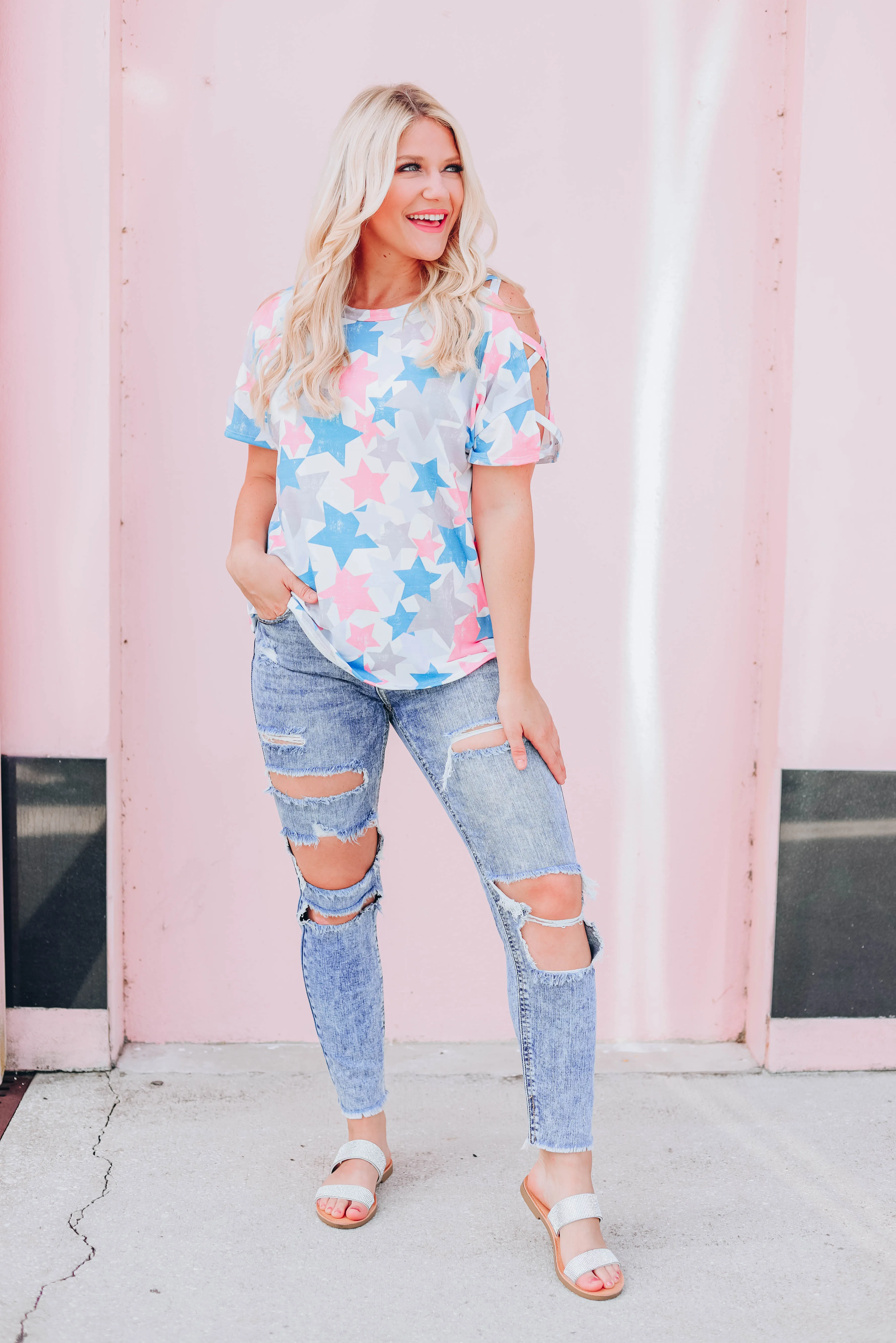Be A Star Cold Shoulder Top