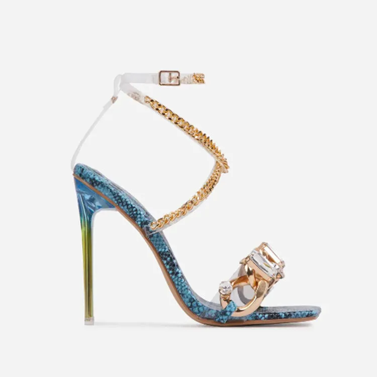 Big Bling Rhinestone Strap Sandal Heels