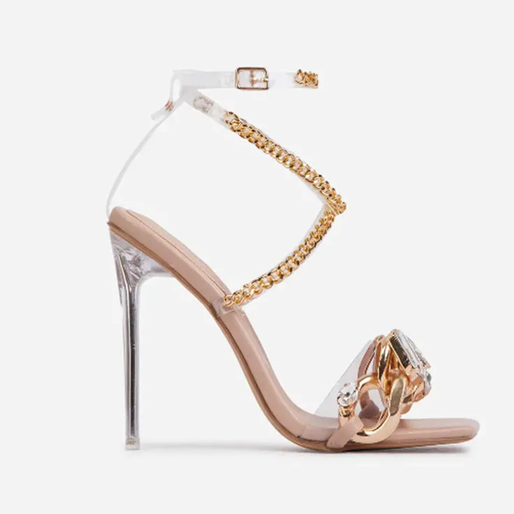 Big Bling Rhinestone Strap Sandal Heels
