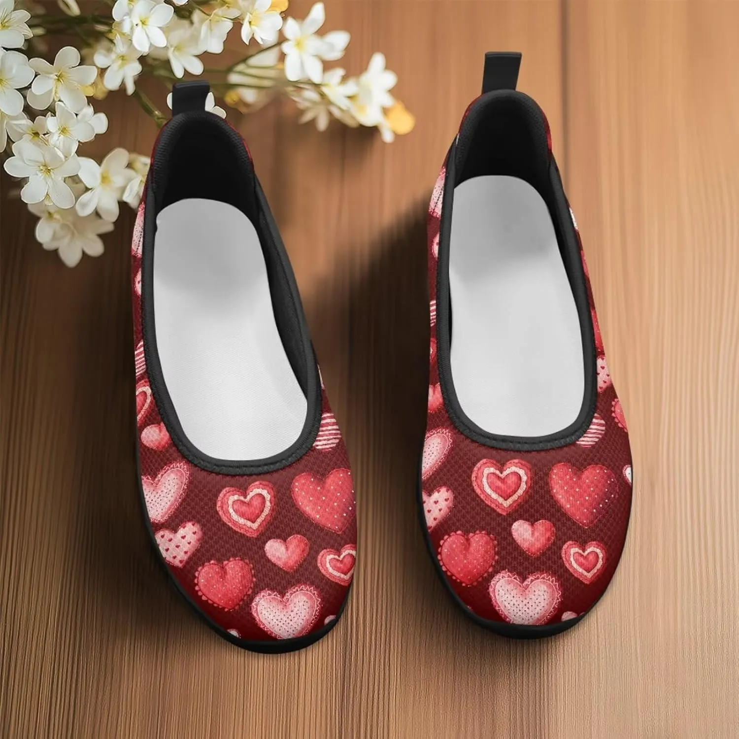 Binienty Casual Shoes for Women Mesh Kint Breathable Loafers Trendy Slip On Walking Sneakers Round Toe Flats for Travel