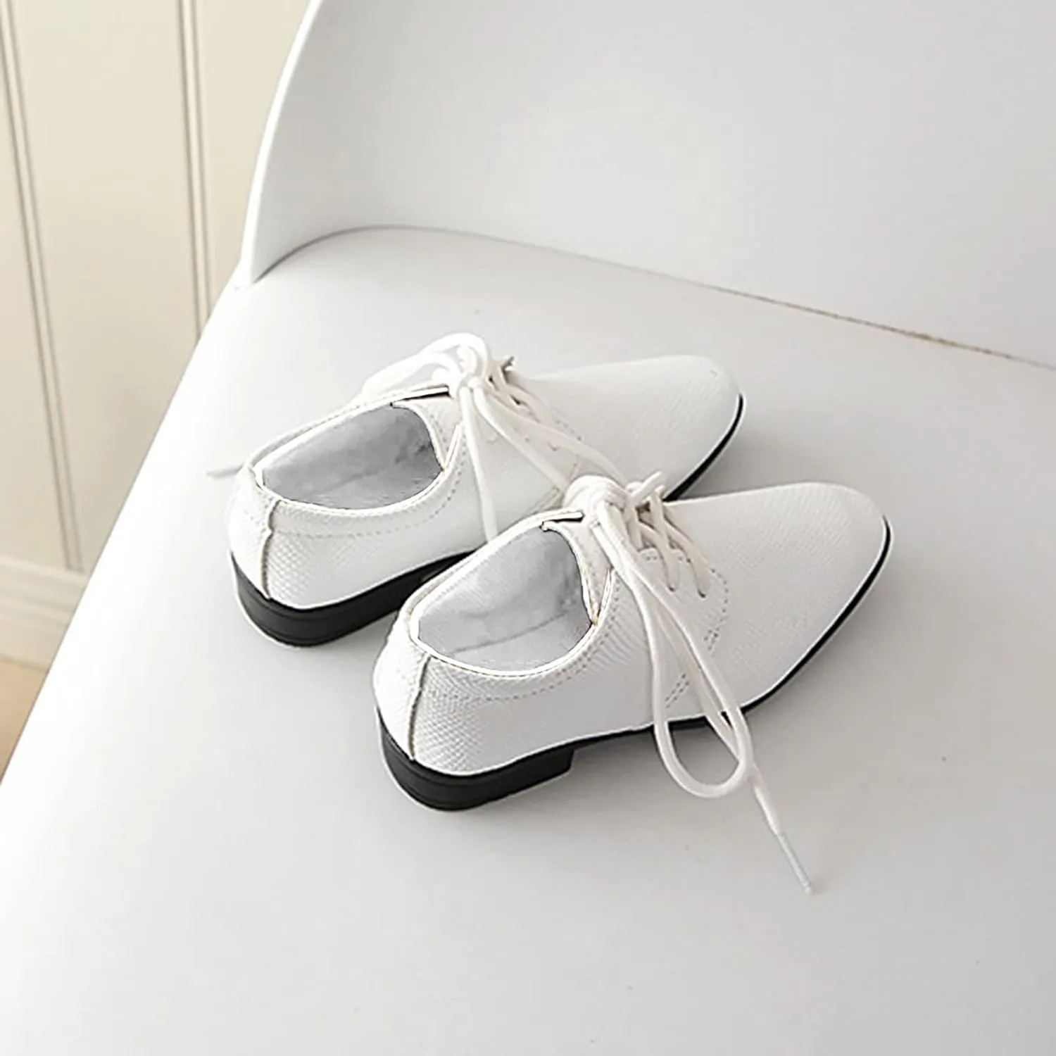 Boys Derby Leather Formal Dress Shoes Pointed Toe Oxford Lace Up Wedding Party Performance Prom Dress up Shoes