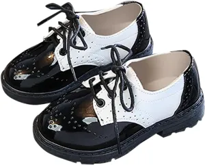 Boys Girls Leather Lace-up xfords niform Dress Shoes Lightweight Comfort Soft Rubber Sole Fashion Loafer