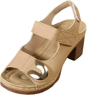 Chunky Heel Sandals for Women Summer Comfortable Dressy Orthopedic Wedge Sandals Open Toe Ankle Strap Slingback Walking Shoes with Adjustable Hook Loop