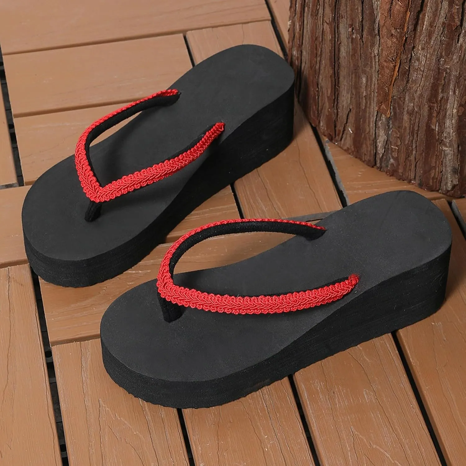 Comfortable Vacation Thong Sandals Women's Open Toe Fashion Flip Flops Fashion Outwear Slope Heel Beach Daily Vacation