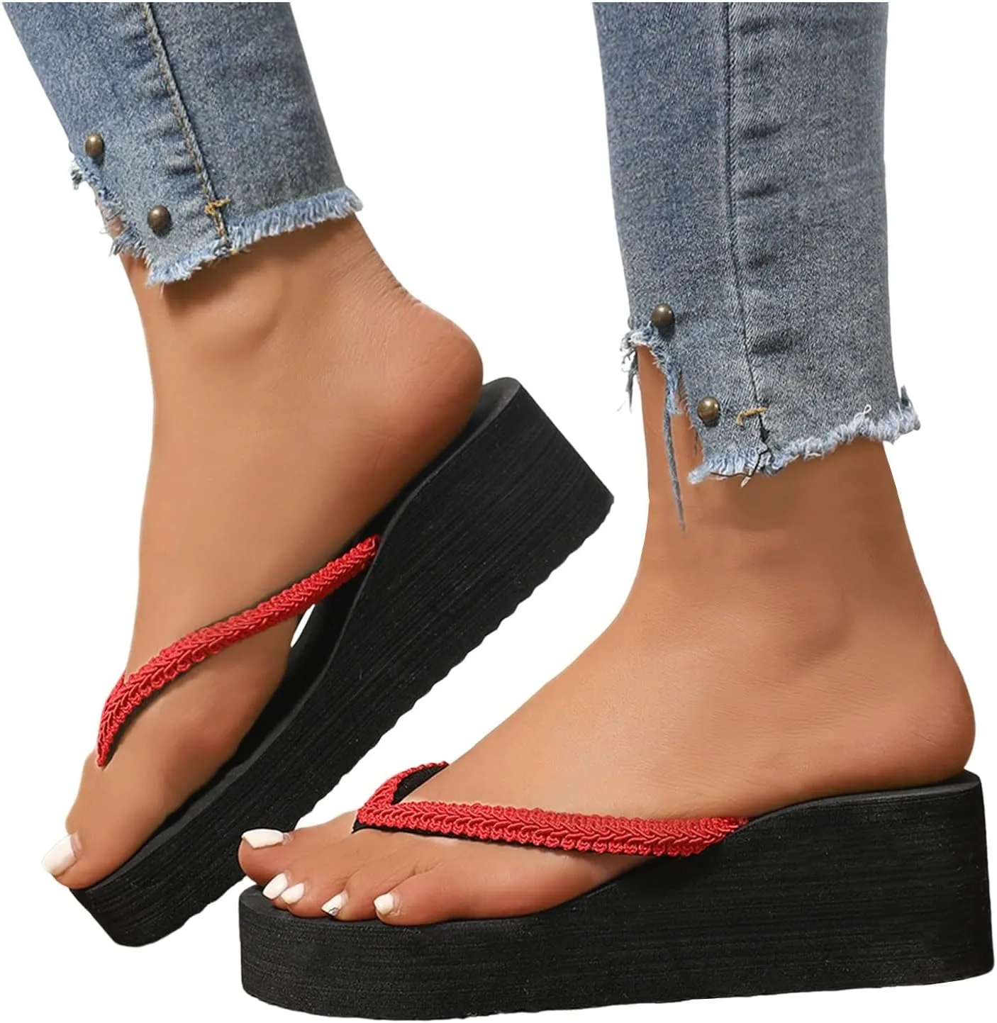 Comfortable Vacation Thong Sandals Women's Open Toe Fashion Flip Flops Fashion Outwear Slope Heel Beach Daily Vacation