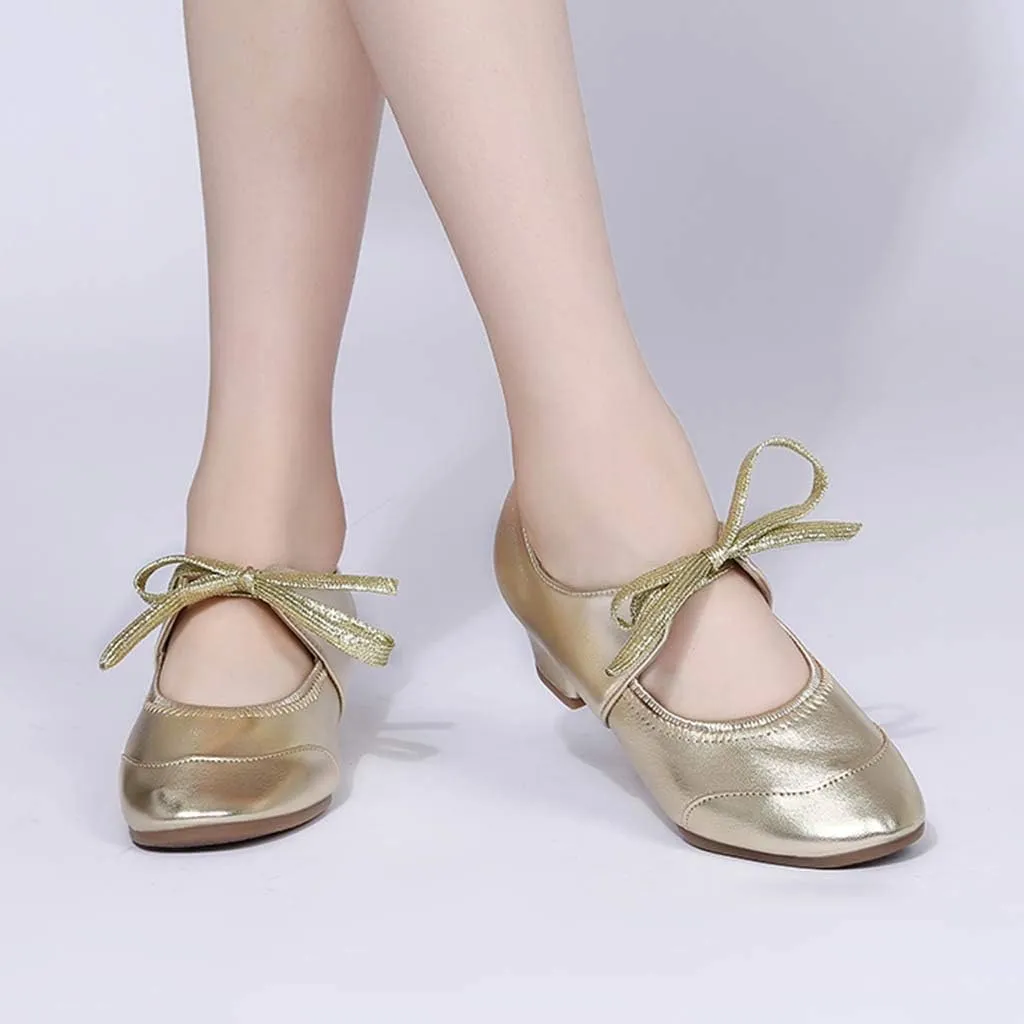 CsgrFagr Women Ladies Dancing Prom Ballroom Latin Ballet Dance Singles Shoes Slingback Dress Heels Women (Gold, 6)