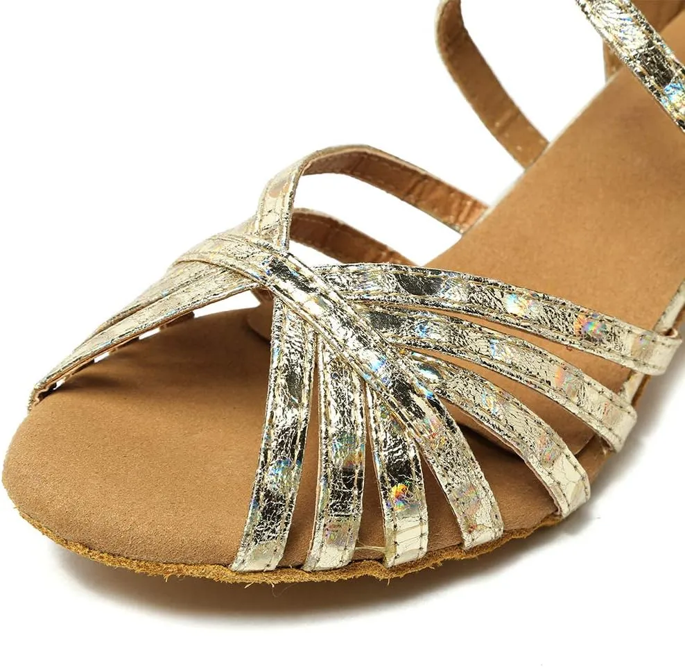 DKZSYIM Women's Latin Dance Shoes Ballroom Performance Glitter Dance Shoes,Model YCL226