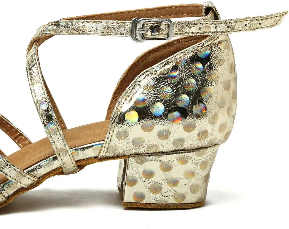DKZSYIM Women's Latin Dance Shoes Ballroom Performance Glitter Dance Shoes,Model YCL226