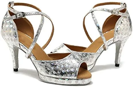 DKZSYIM Women's Latin Dance Shoes Ballroom Practice Performance Dance Shoes Model YCL391
