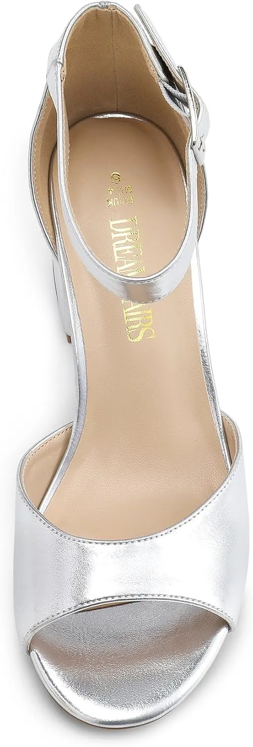 DREAM PAIRS Womens Heel Ssandals, Chunkle Fashion Low Heel Pump Ankle Strap Dress Sandal