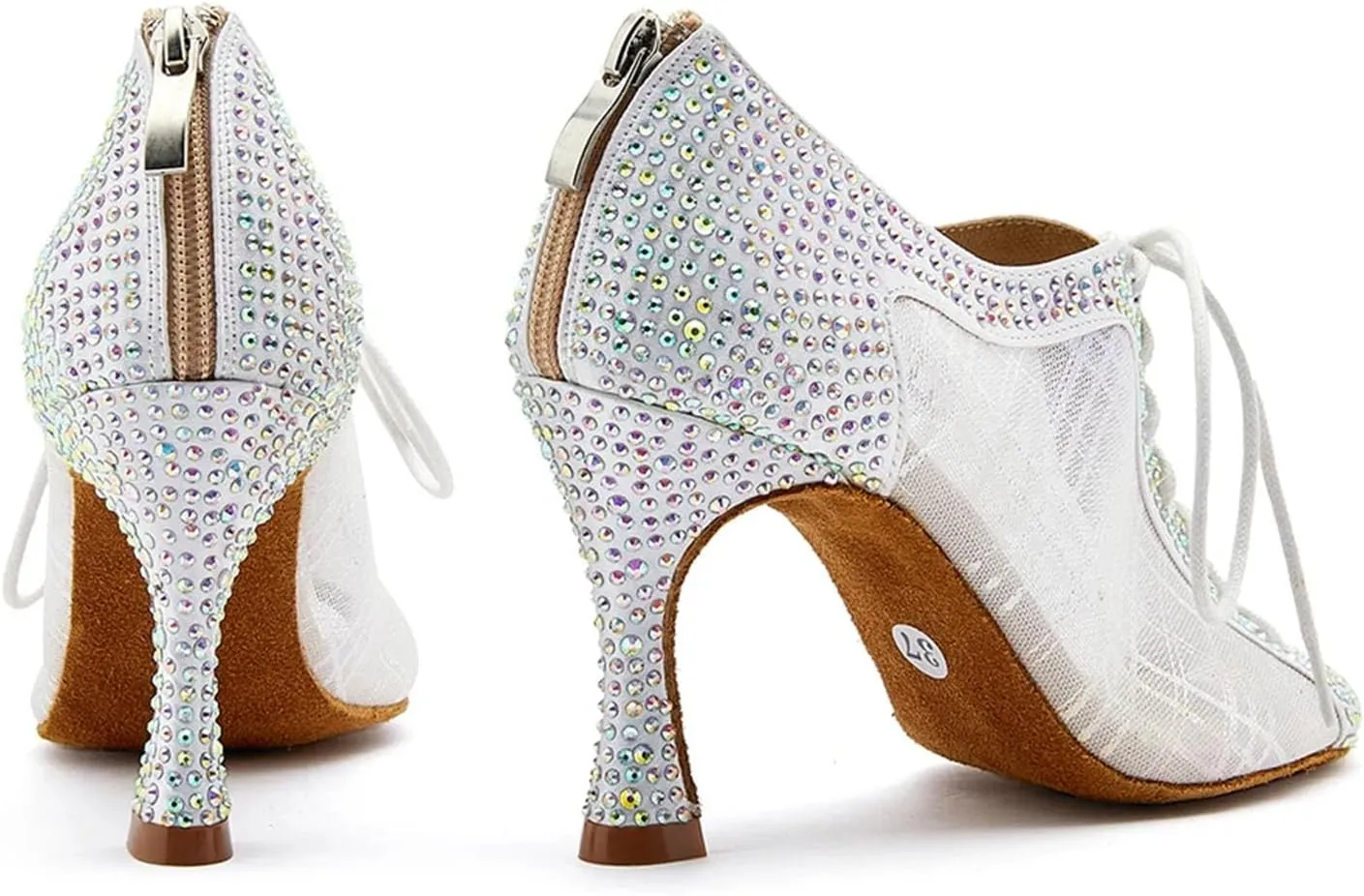 Elegant Latin Dance Sandals - Breathable Mesh Shoes for Ballroom Events (9CM/3.54")