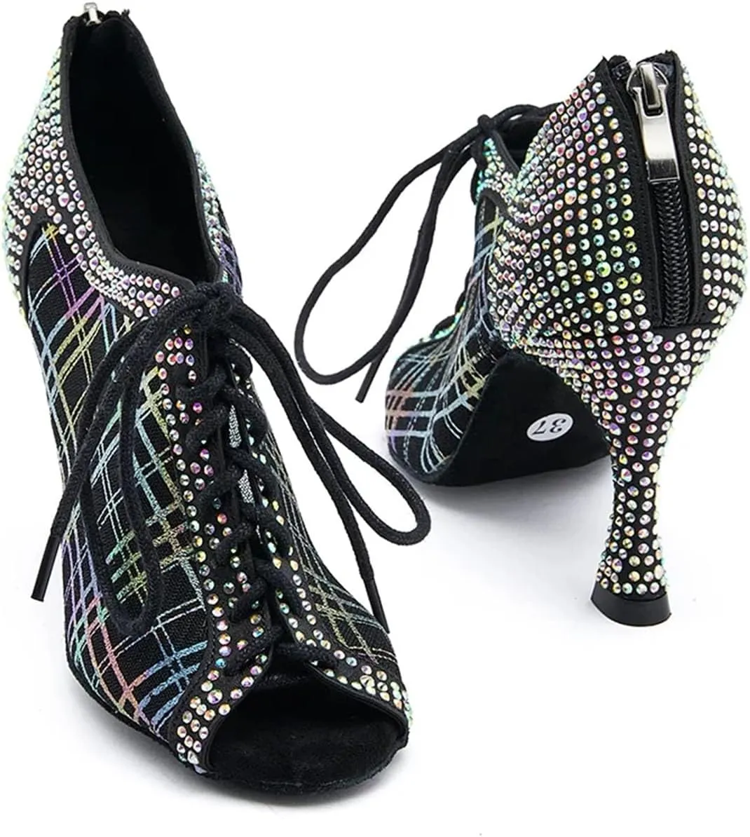 Elegant Latin Dance Sandals - Breathable Mesh Shoes for Ballroom Events (9CM/3.54")