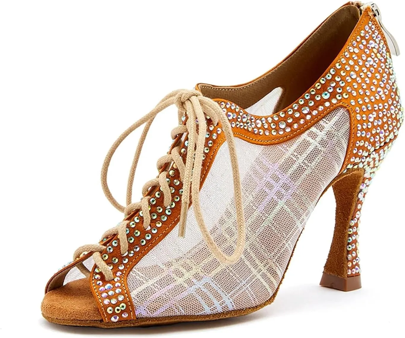 Elegant Latin Dance Sandals - Breathable Mesh Shoes for Ballroom Events (9CM/3.54")