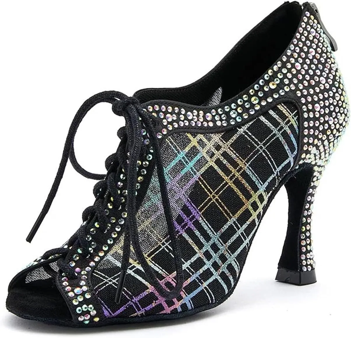 Elegant Latin Dance Sandals - Breathable Mesh Shoes for Ballroom Events (9CM/3.54")