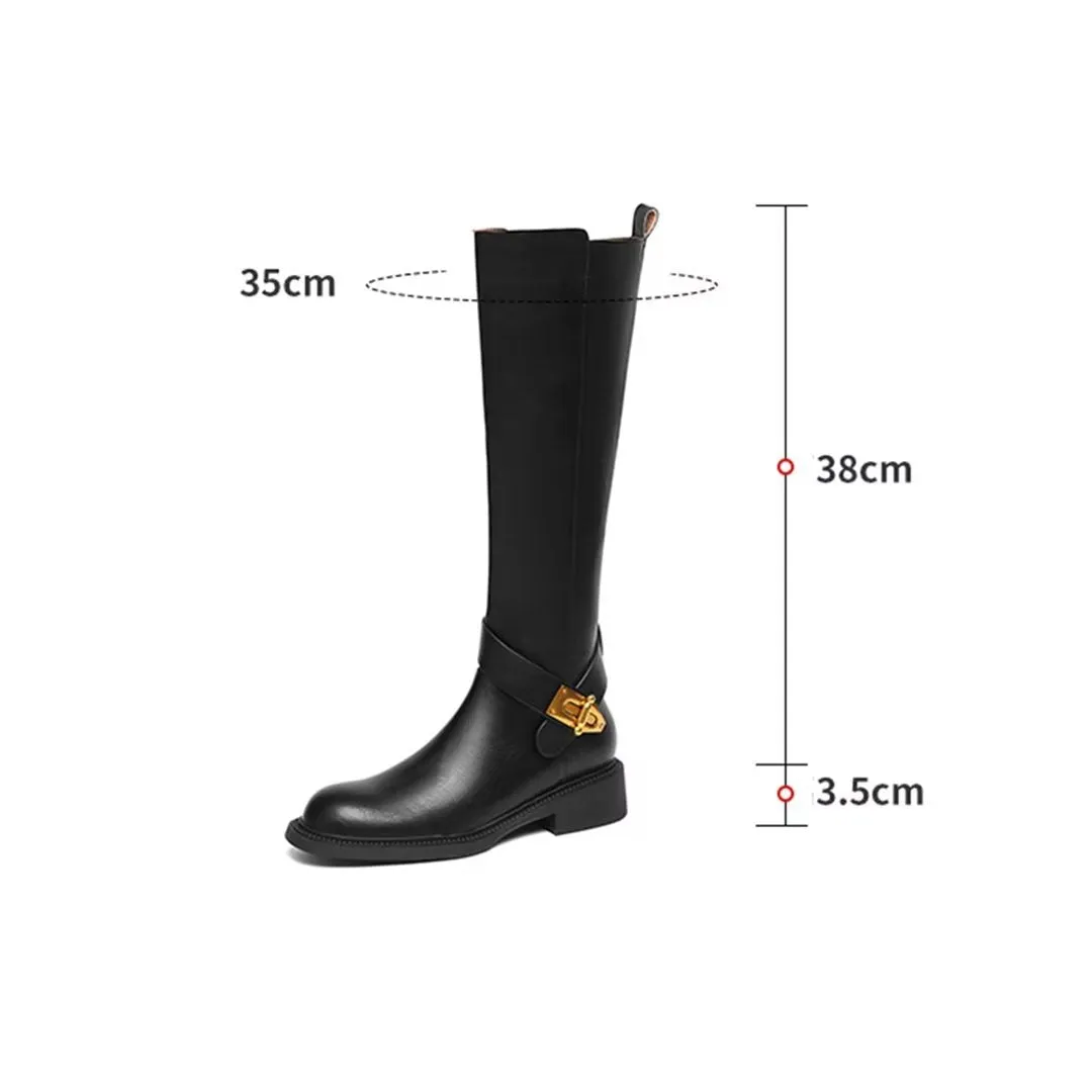 Elegant Long Zip-Up Leather Boots