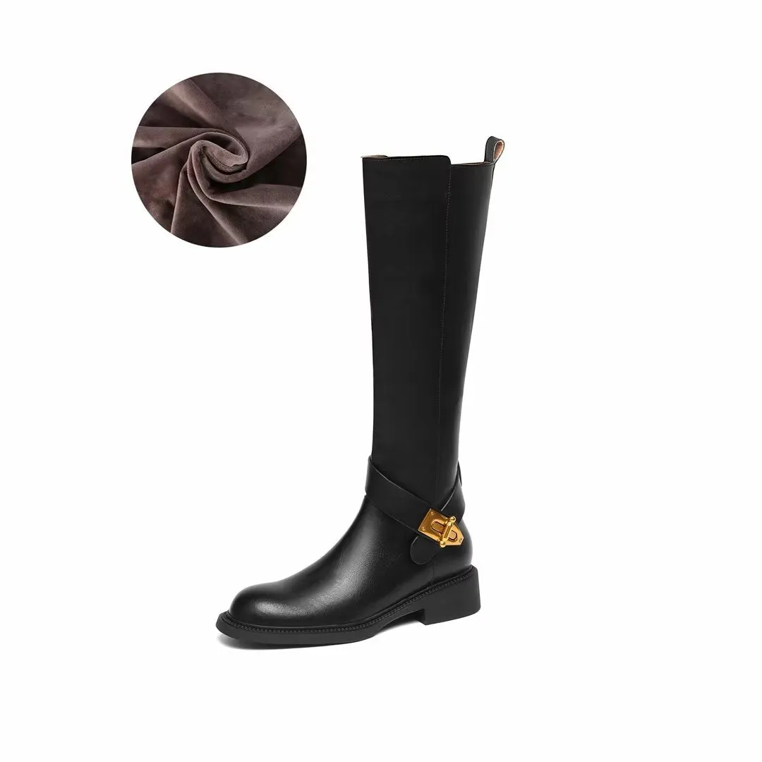Elegant Long Zip-Up Leather Boots
