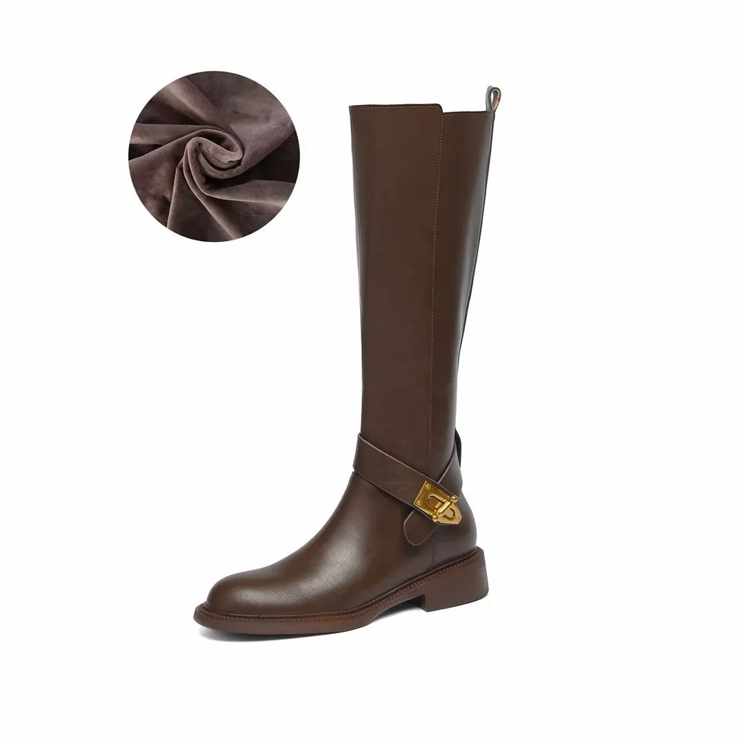 Elegant Long Zip-Up Leather Boots