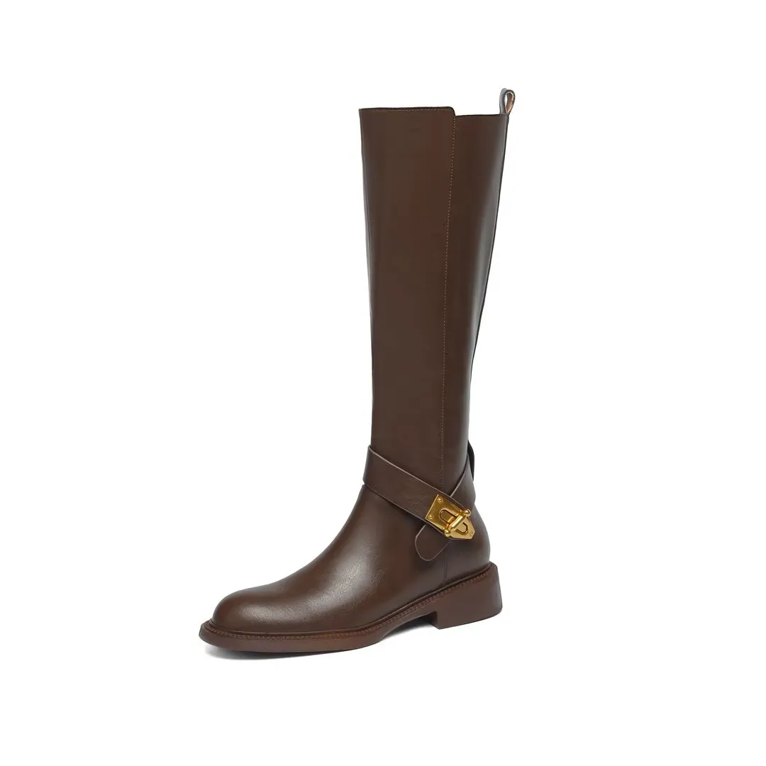 Elegant Long Zip-Up Leather Boots
