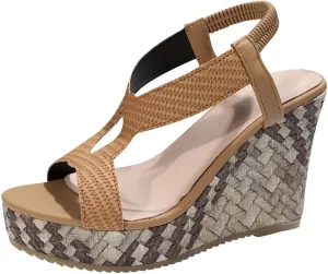 Espadrilles Wedge Sandals for Women 2025 Women's Open Toe Espadrilles Wedges for Women Arch Support Comfortable Dressy Ankle Strap Platform Sandals Work Beach Summer Shoes