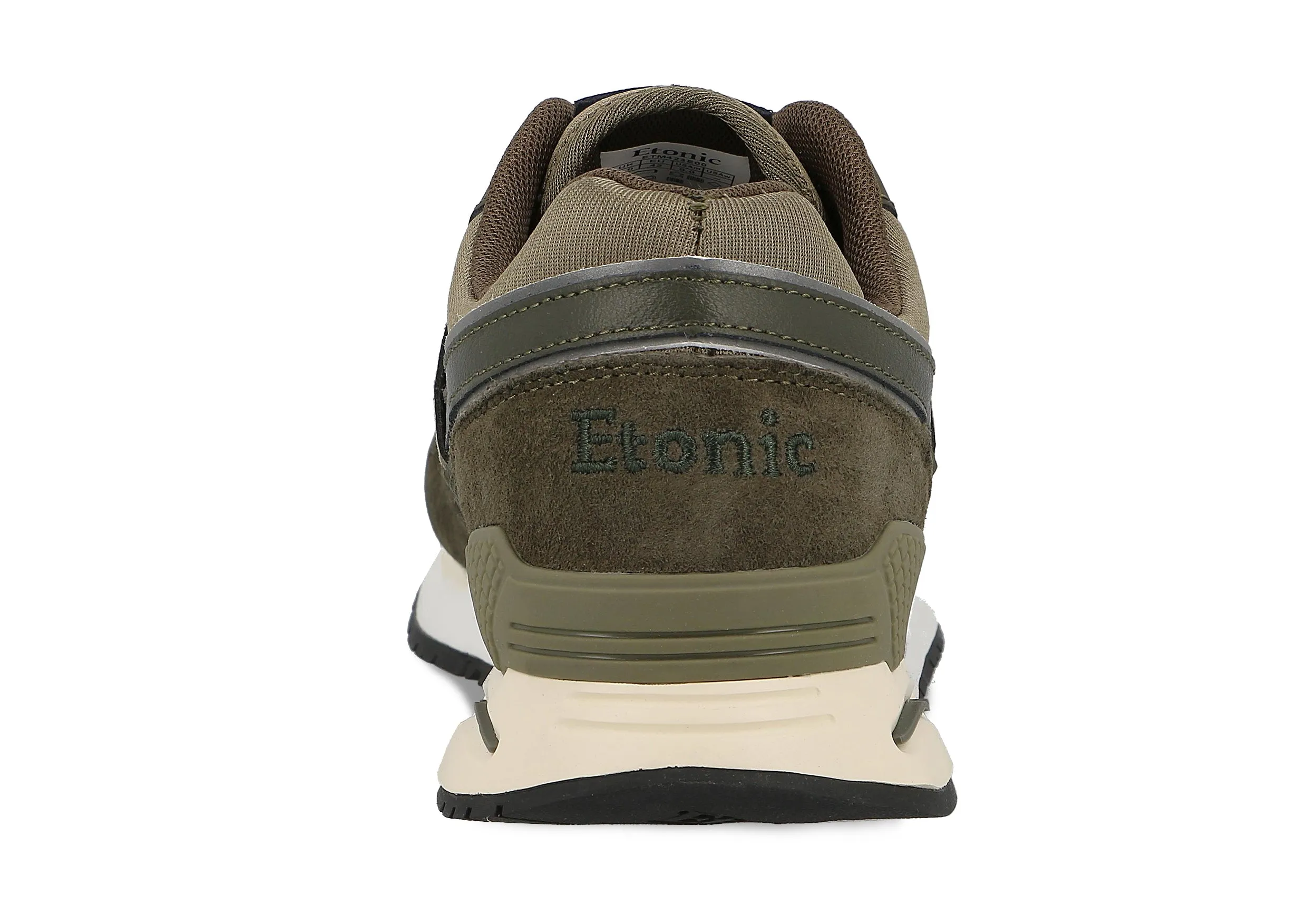 Etonic Stable Base sneakers in military green mesh fabric and military green suede with multi-layer tonal leather inserts.