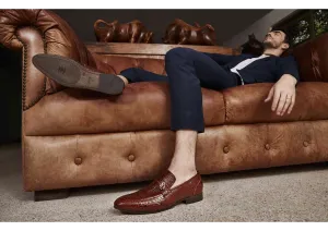 Ezok Men Lazaro Tawny Leather Loafers Shoes 2024