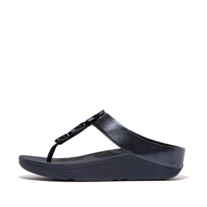 Fitflop Halo Bead Circle Metallic Toe Post Navy