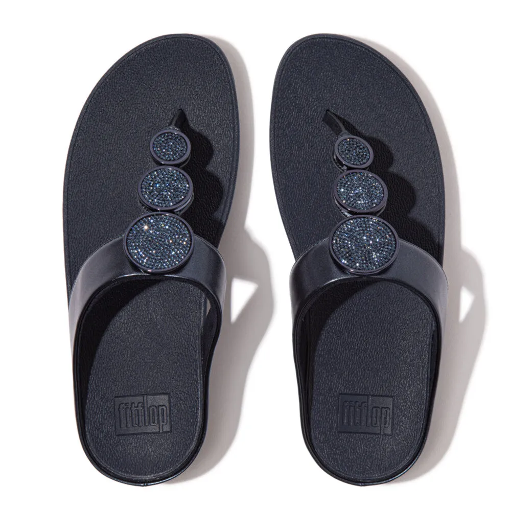 Fitflop Halo Bead Circle Metallic Toe Post Navy