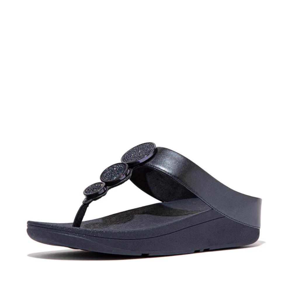 Fitflop Halo Bead Circle Metallic Toe Post Navy