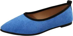 Flats for Women Pointed Toe Slip On Shoes Comfortable Flat Shoes Suede Ballet Flats Dress Shoe